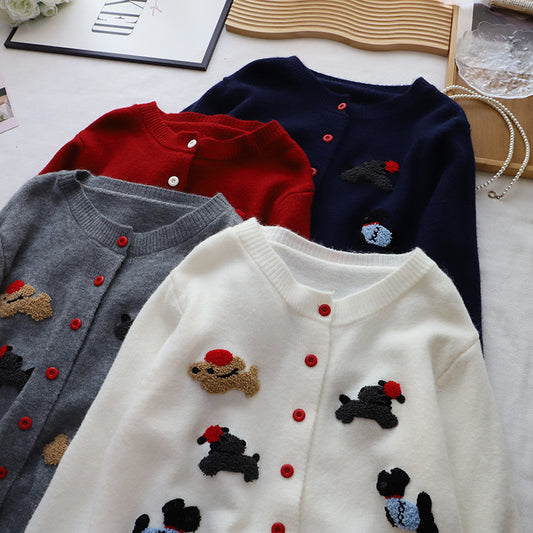 Korean Style Women's Round Neck Cartoon Sweater