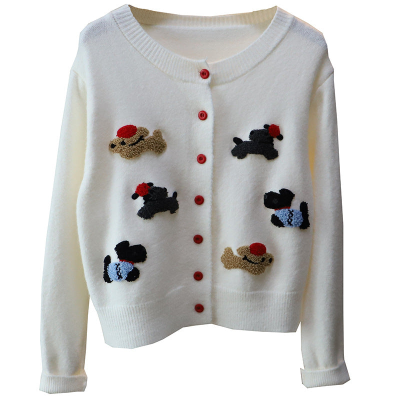 Korean Style Women's Round Neck Cartoon Sweater